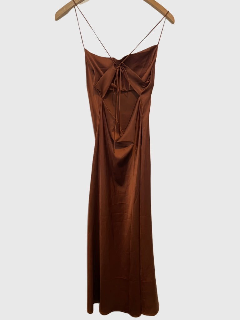 Bronze slip dress, $50, size S
