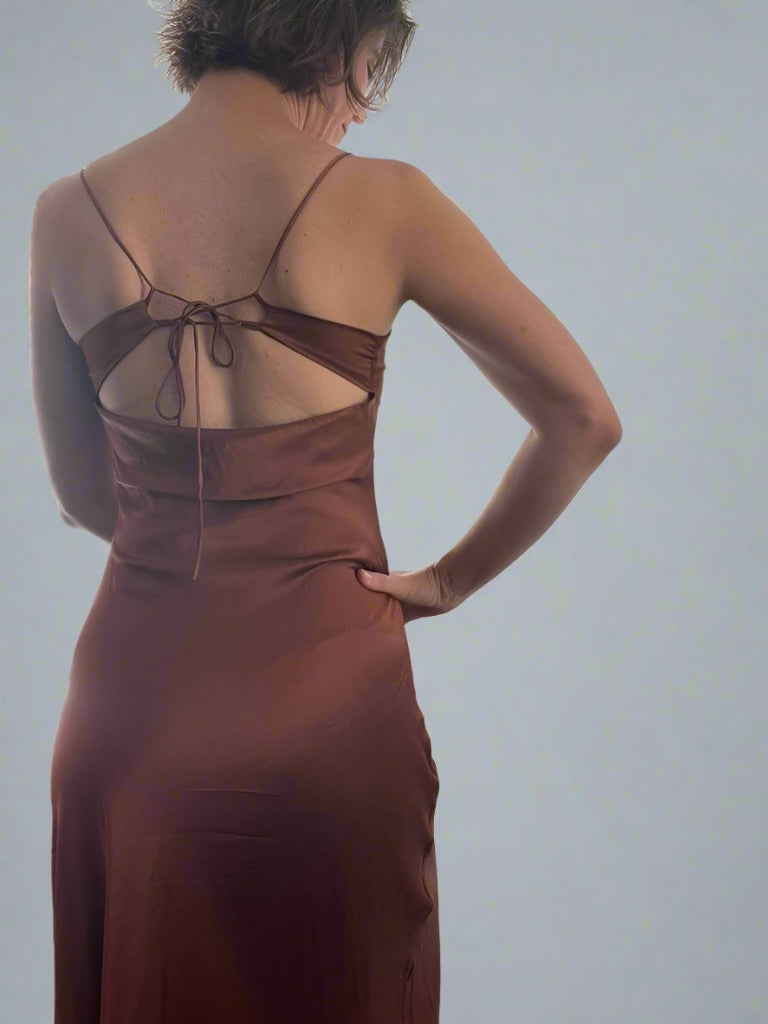 Bronze slip dress, $50, size S