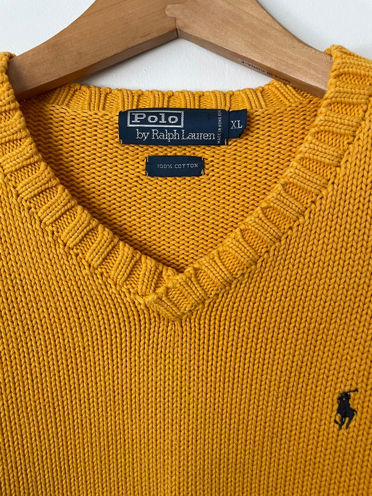 1990 Polo Vneck cotton sweater, XL