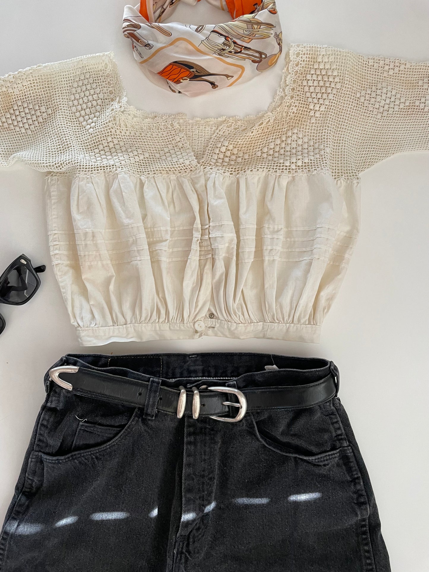 Vintage Black Leather with silver metal