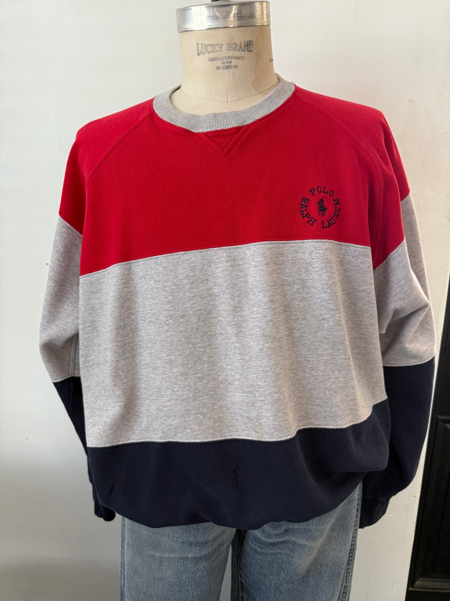 Polo RL - blue & red stripe sweatshirt