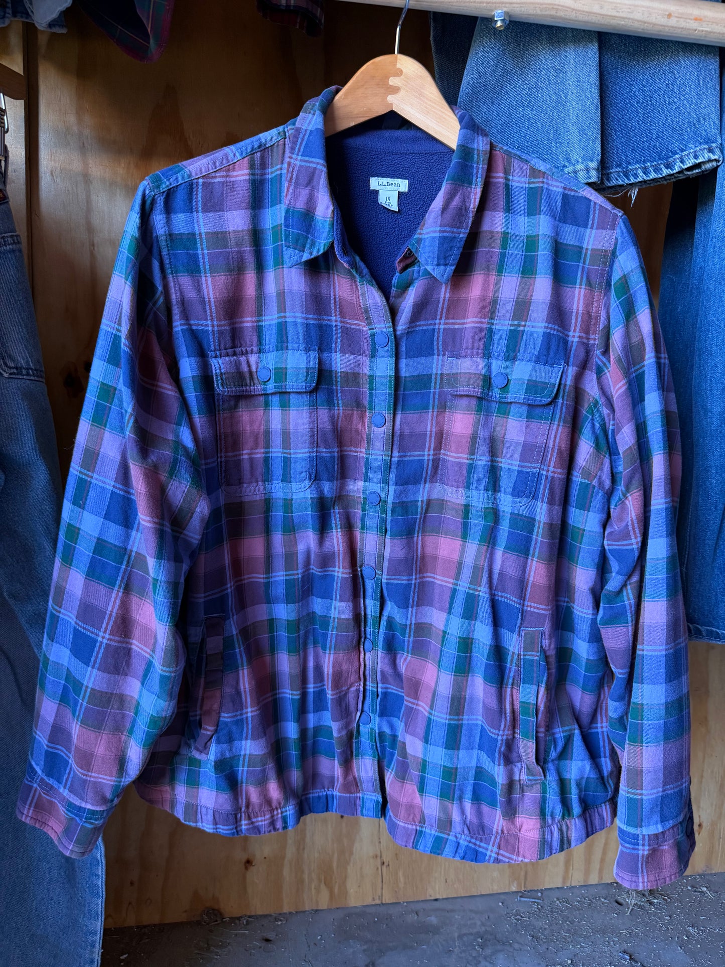 LL Bean flannel lined plaid shirt