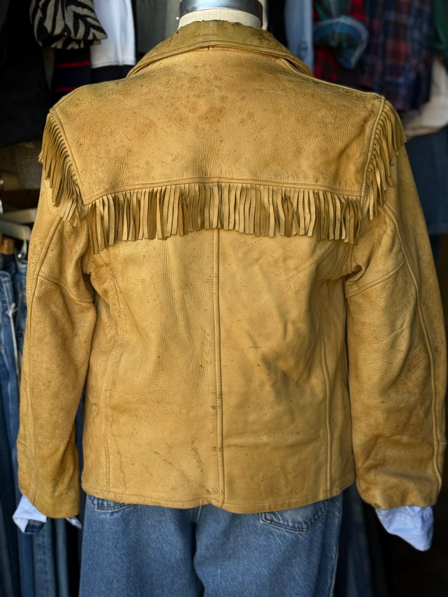 Vintage, leather tassle jacket