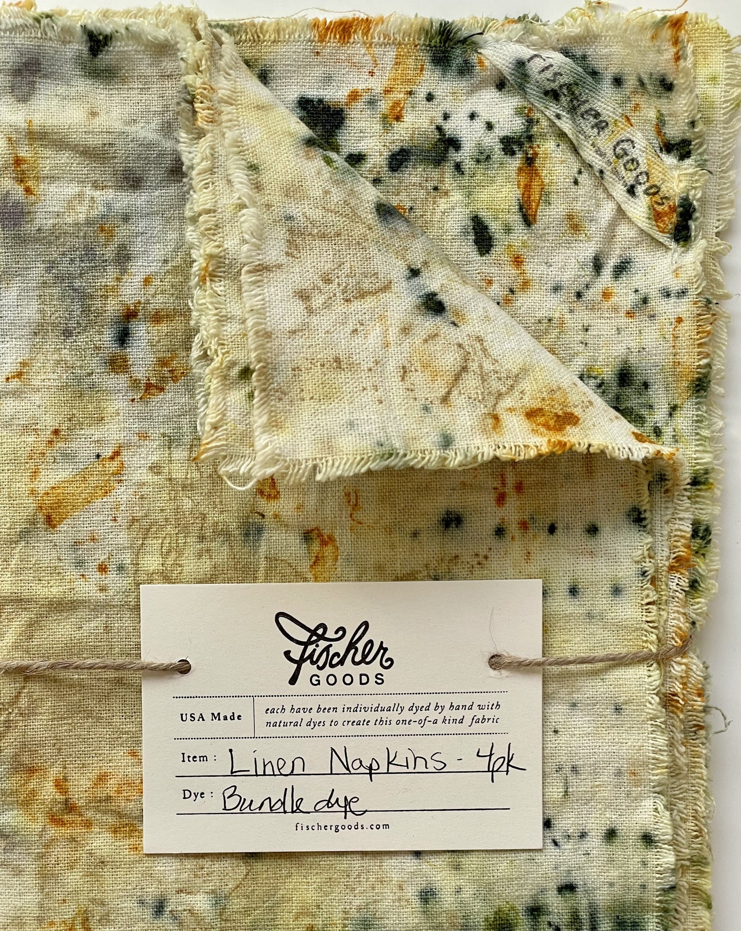 Natural Dye Linen Napkin - Bundle Dye - scabiosa