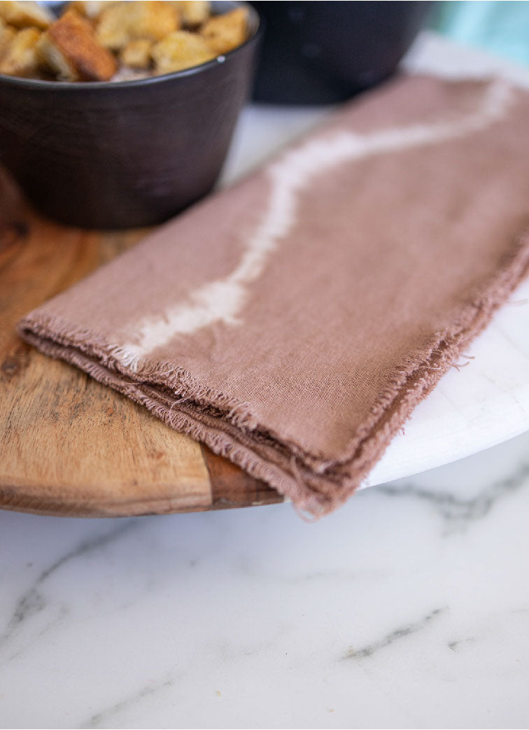 Raw Edge Natural Dye Linen Napkin - Quebracho Rojo