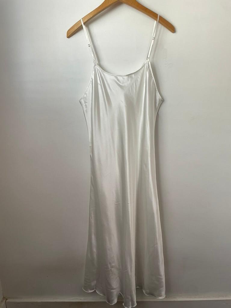 90's white slip dress, $45, size XL