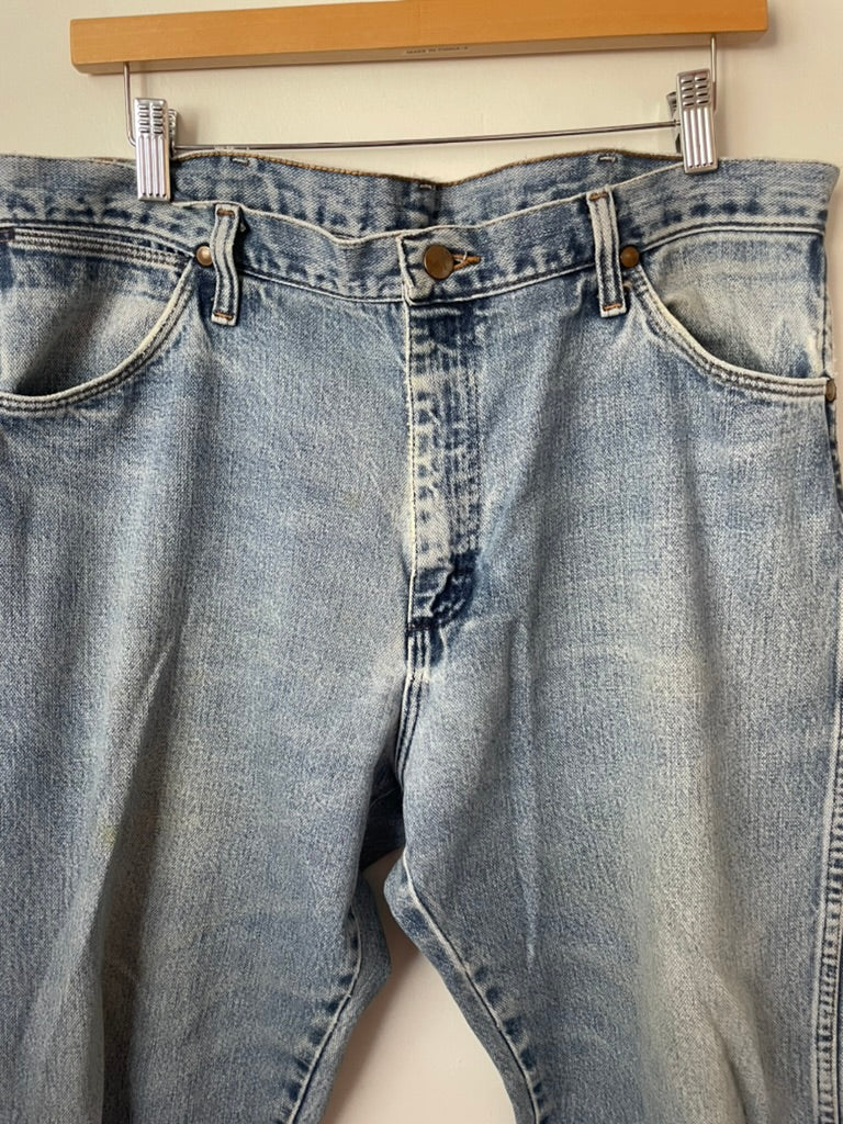 Wrangler straight leg denim, 38"x30". $64