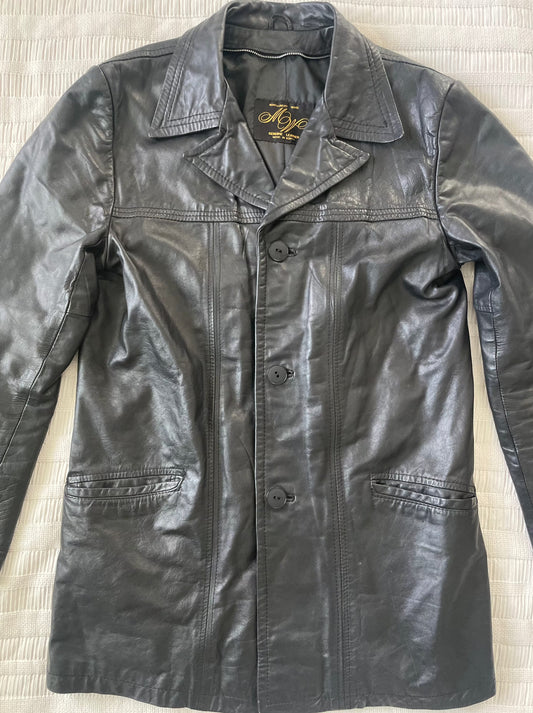Leather Black  jacket - Mid length