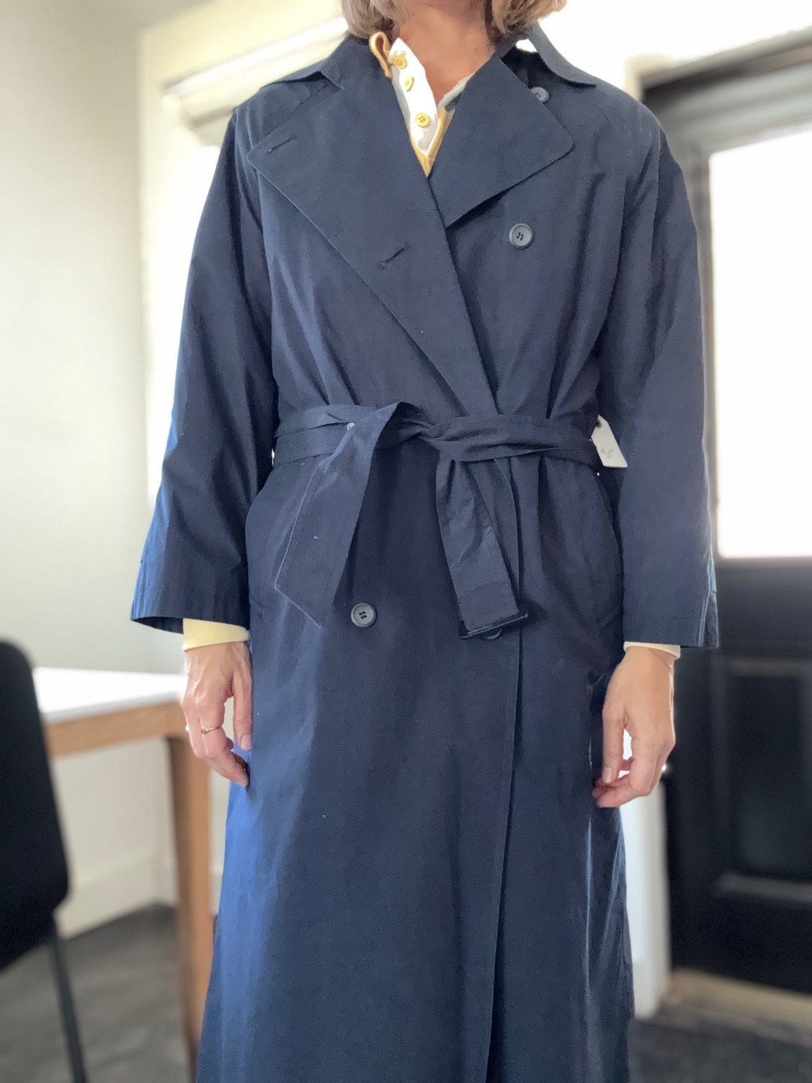 London Fog Navy Blue Trench Coat, 8 reg