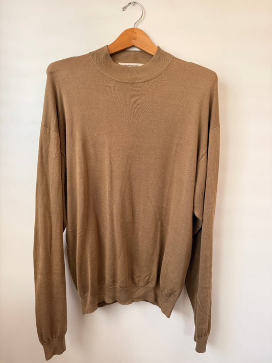 Silk + cotton blend rib sweater, L