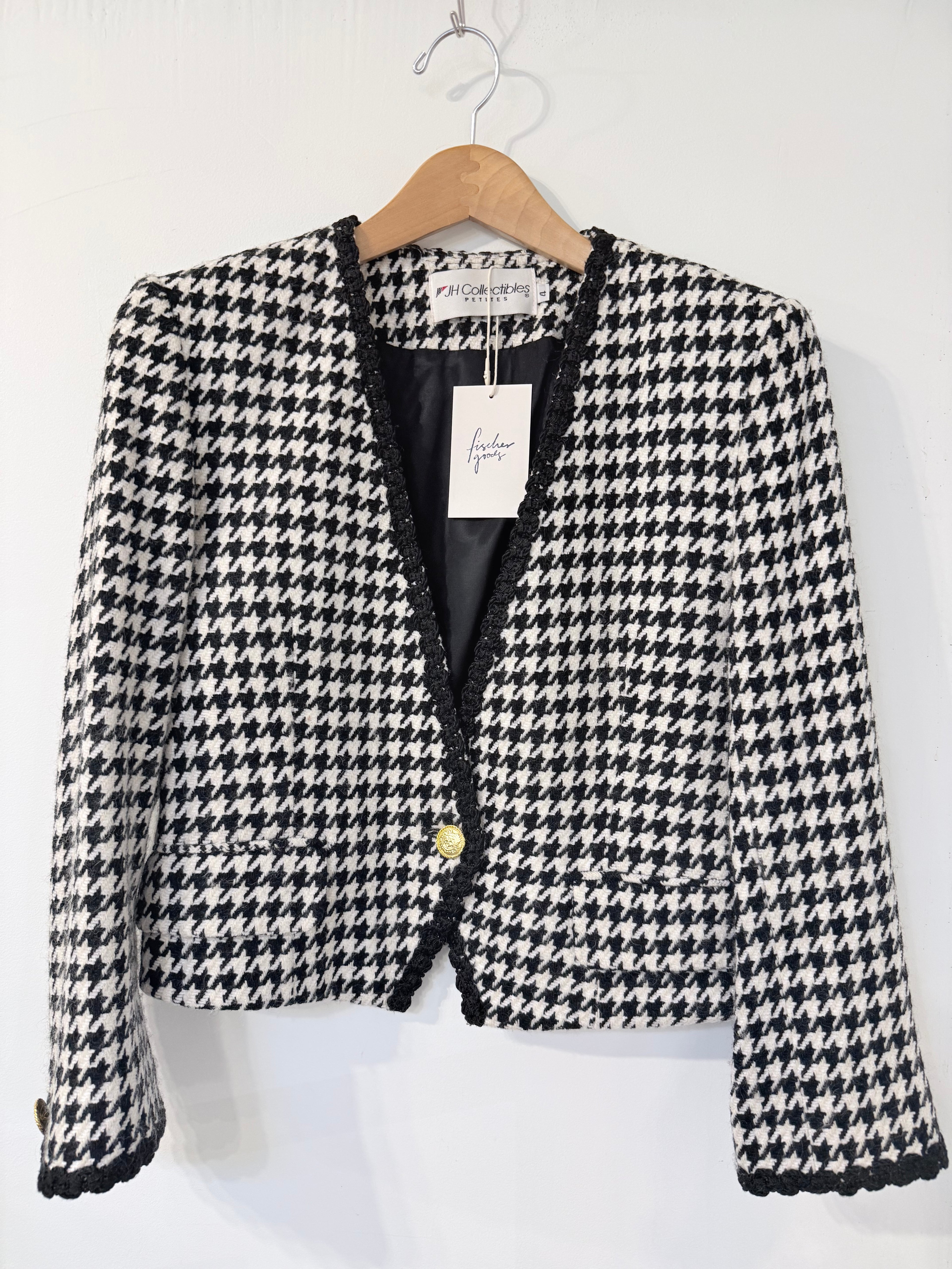 90's Houndstooth Cropped Blazer