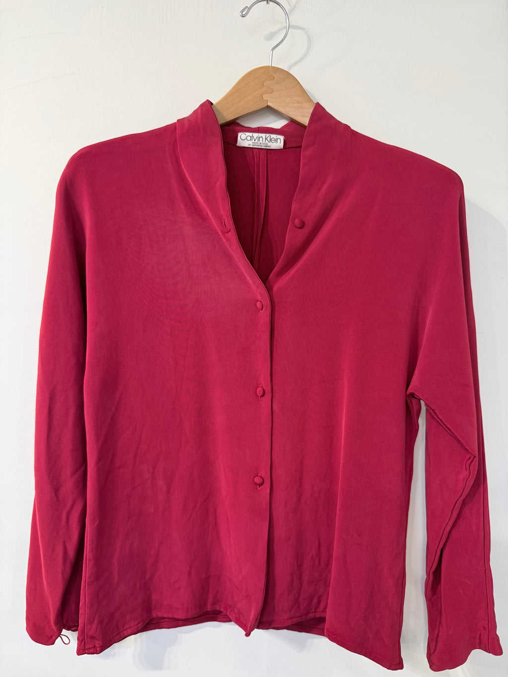 90's Red Silk Blouse