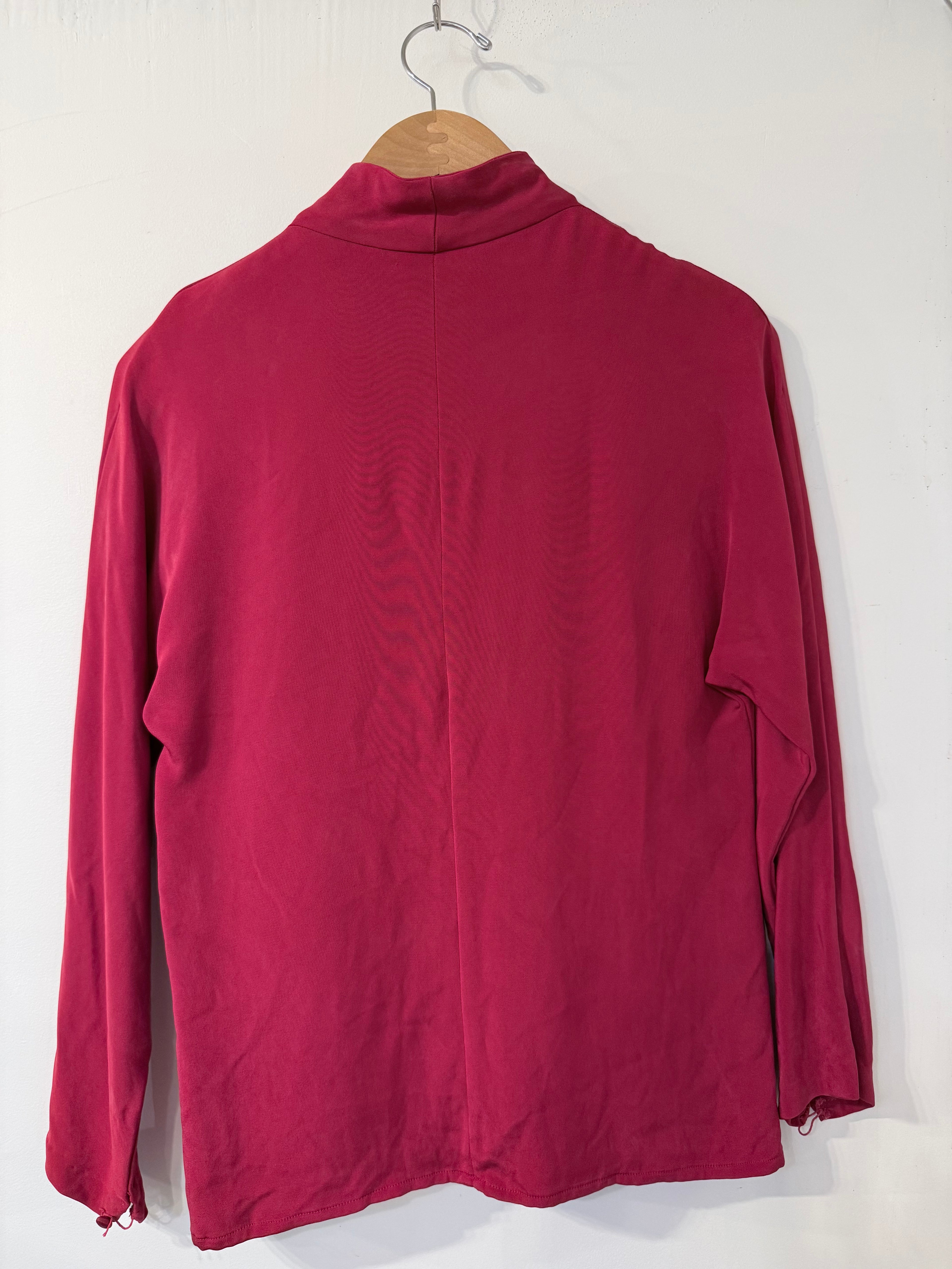 90's Red Silk Blouse