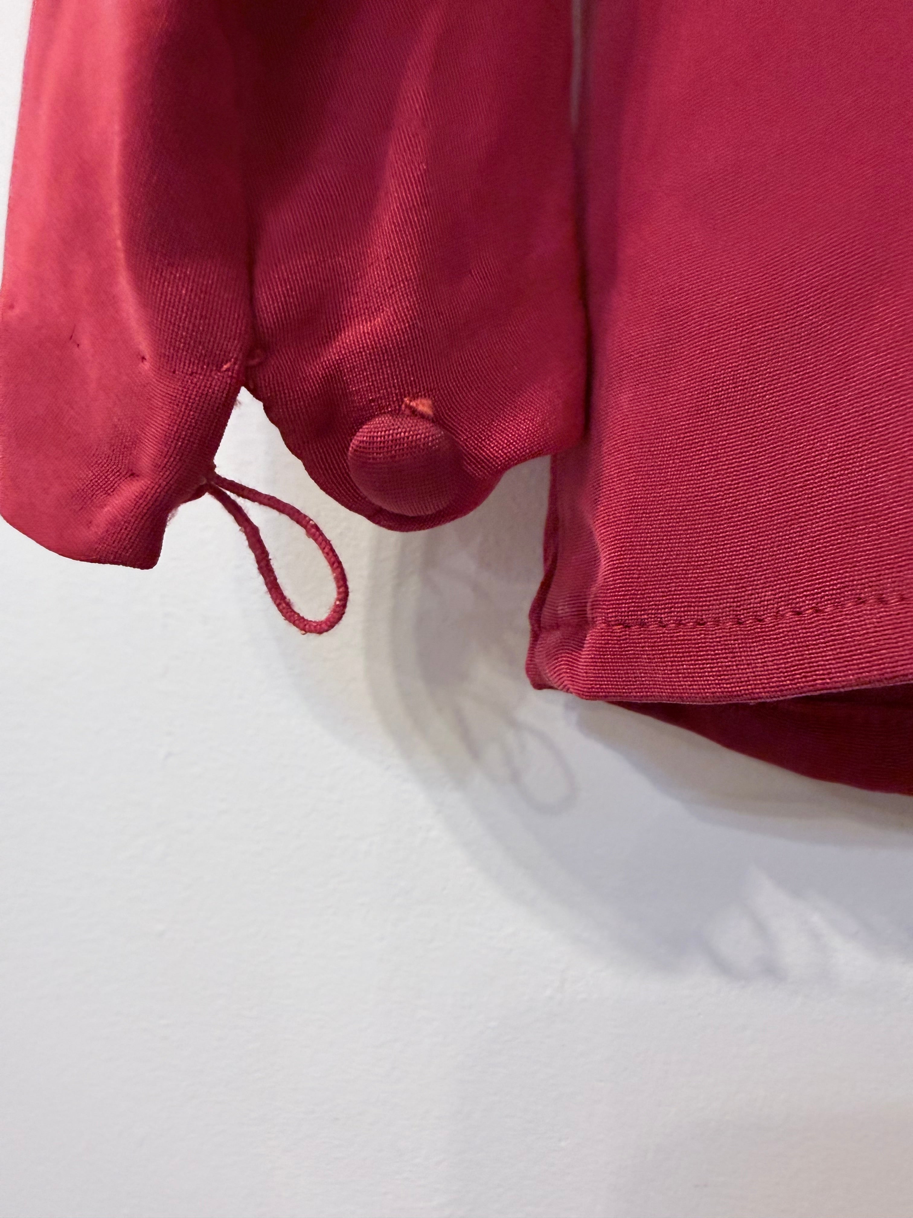 90's Red Silk Blouse