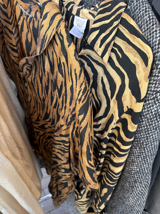 Silk cheetah print blouse