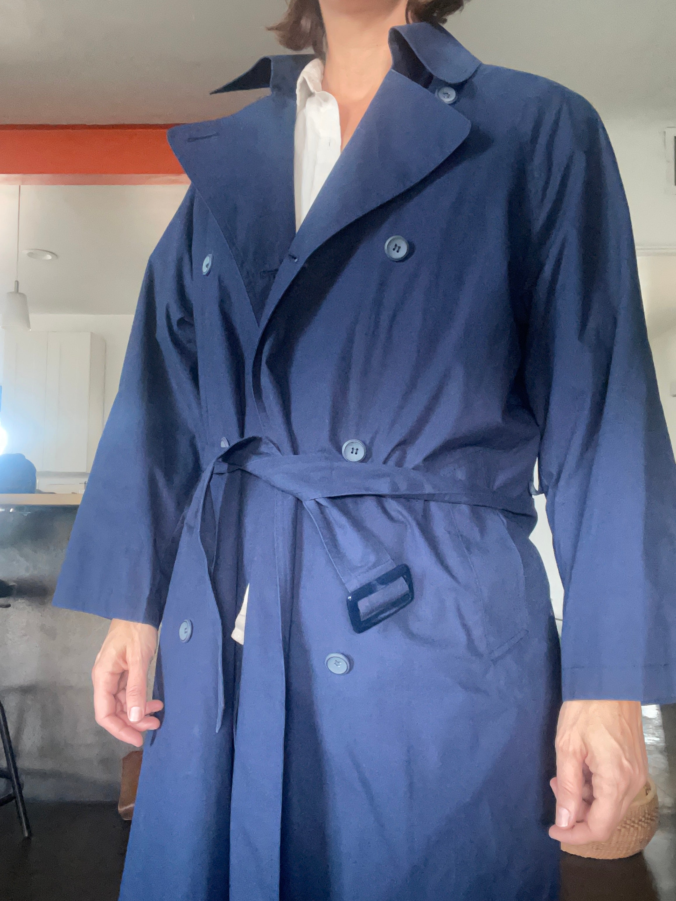 London Fog Navy Blue Trench Size 10 Regular factory