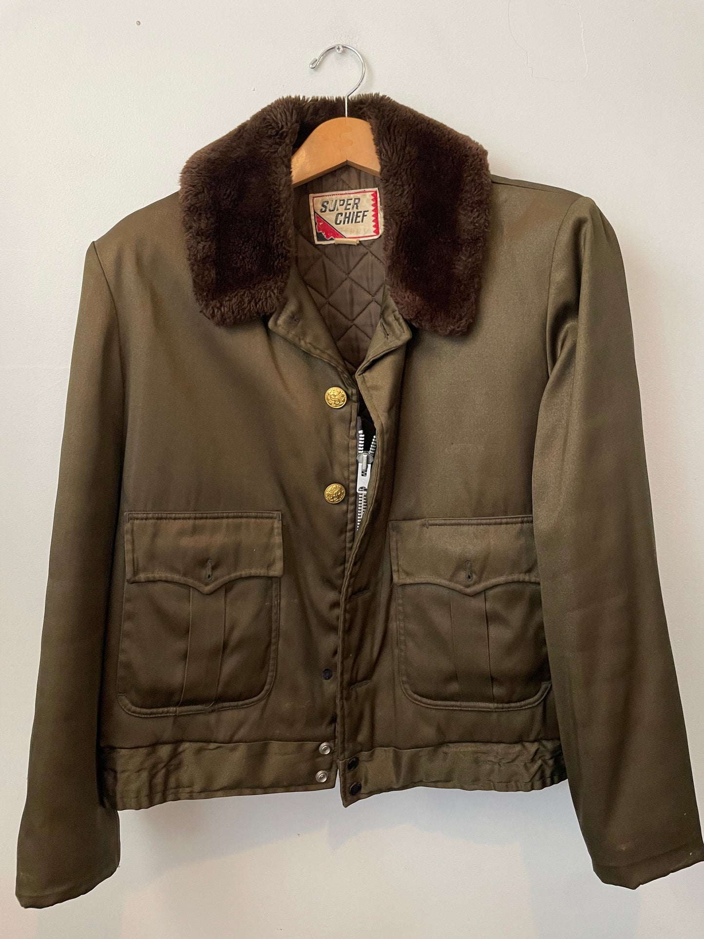 SUPER CHIEF fur collar Military bomber jacket