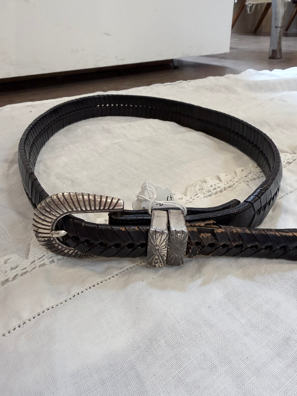 Black leather belt