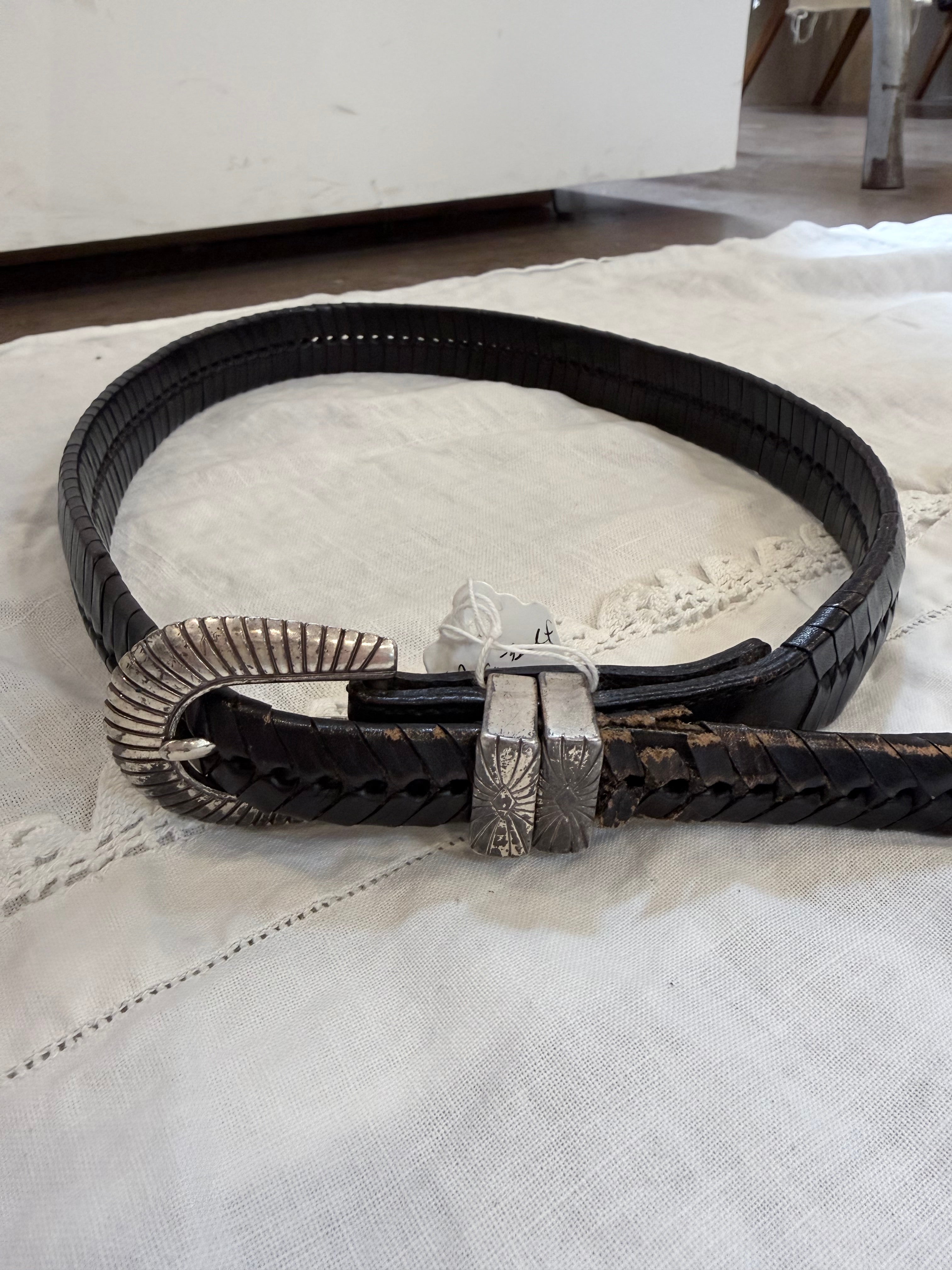 Black leather belt