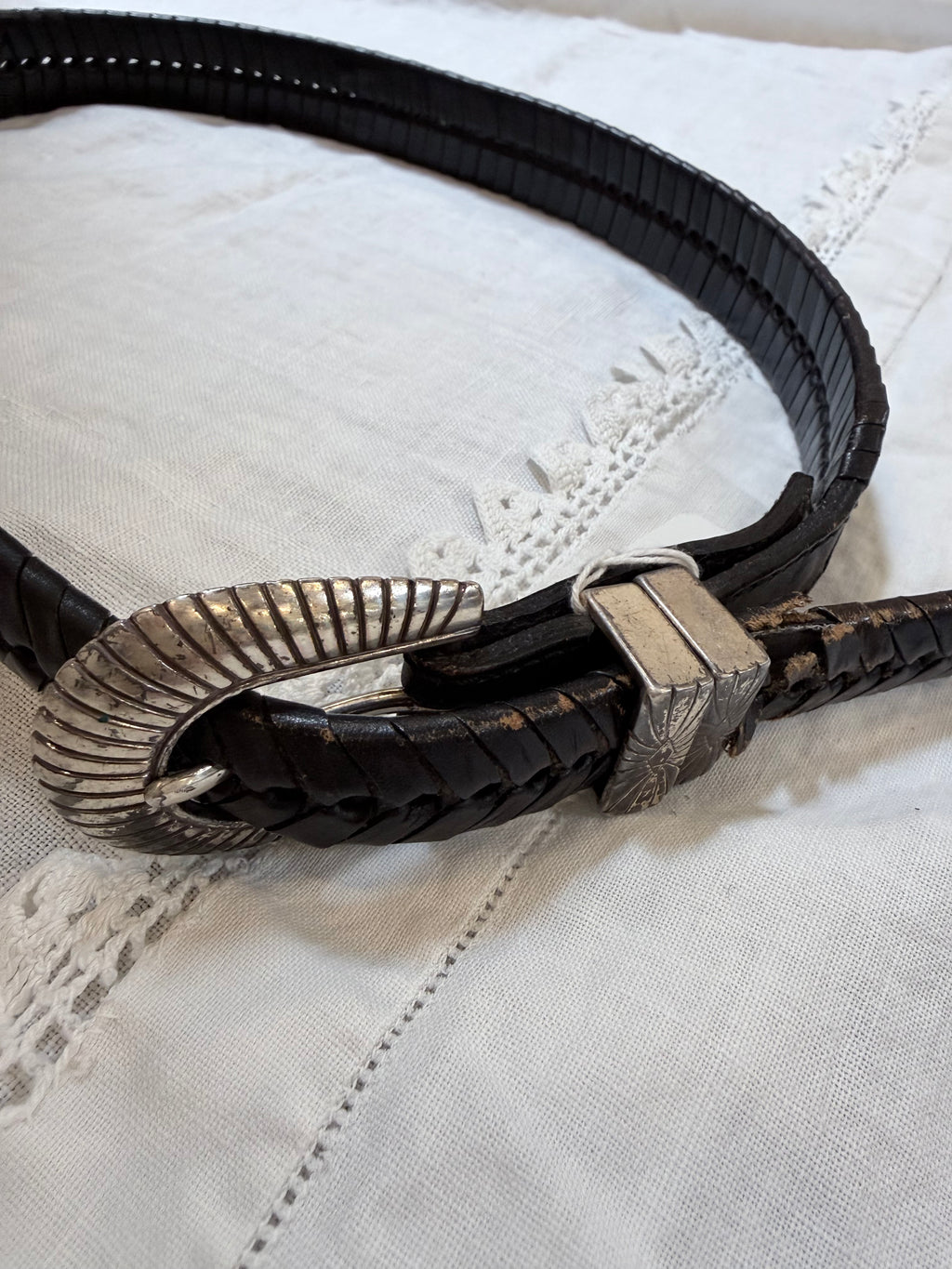 Black leather belt