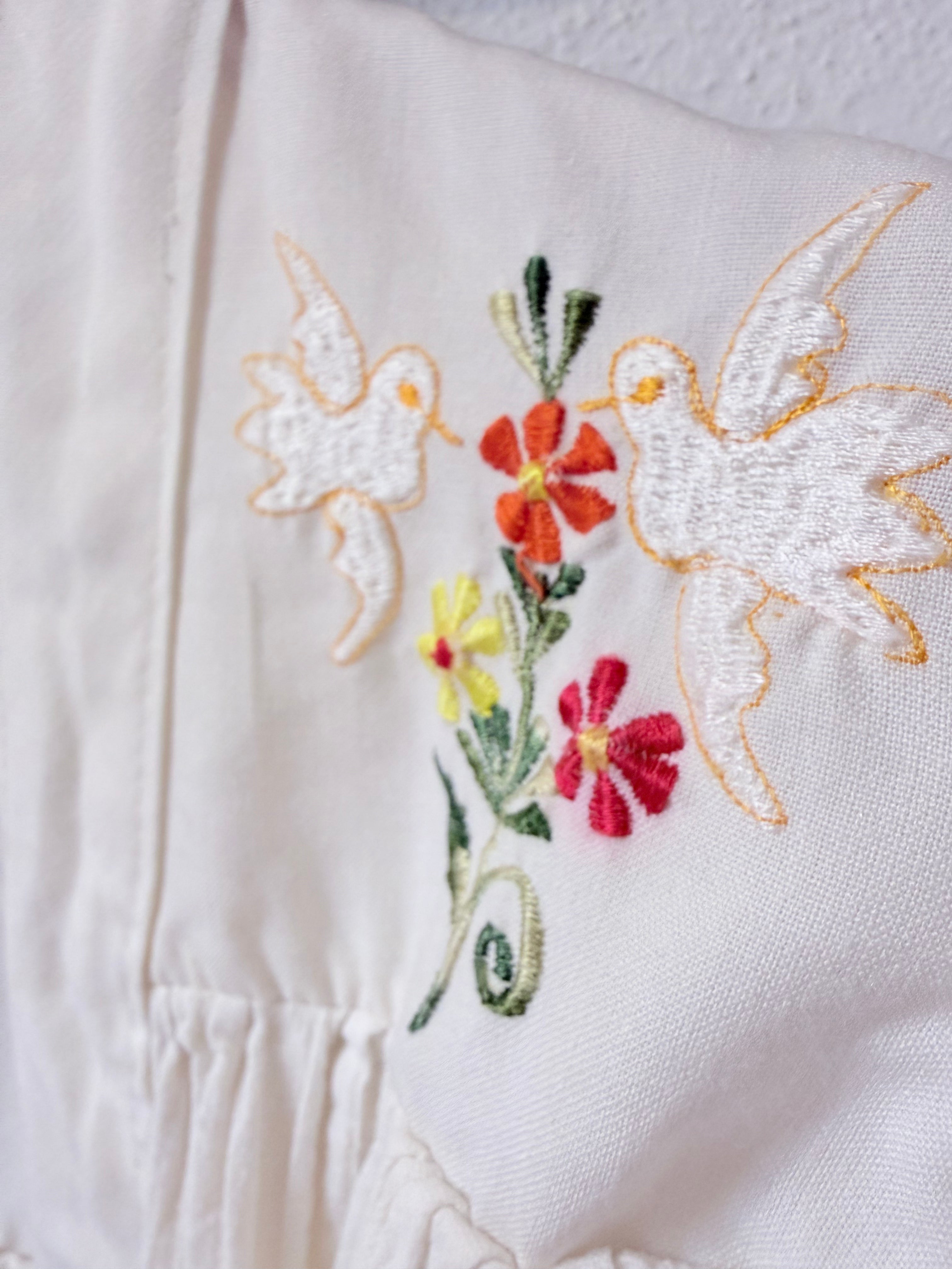 Bohemian embroidered cotton blouse