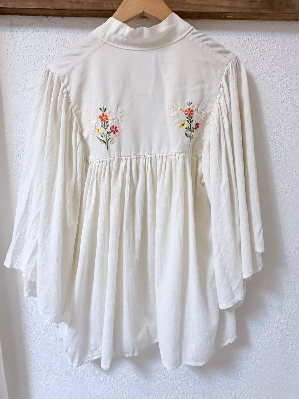 Bohemian embroidered cotton blouse