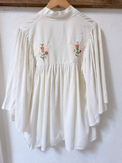 Bohemian embroidered cotton blouse