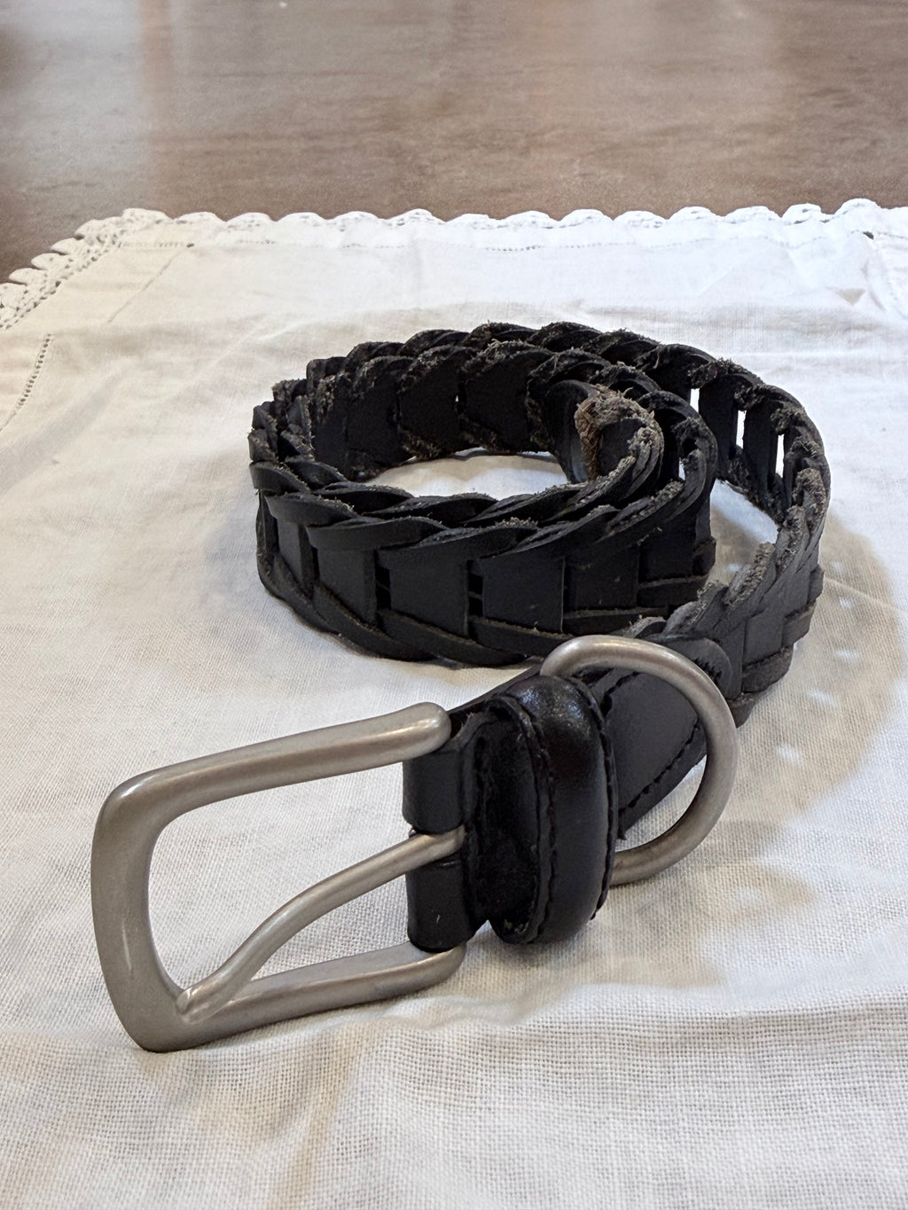 Black leather belt