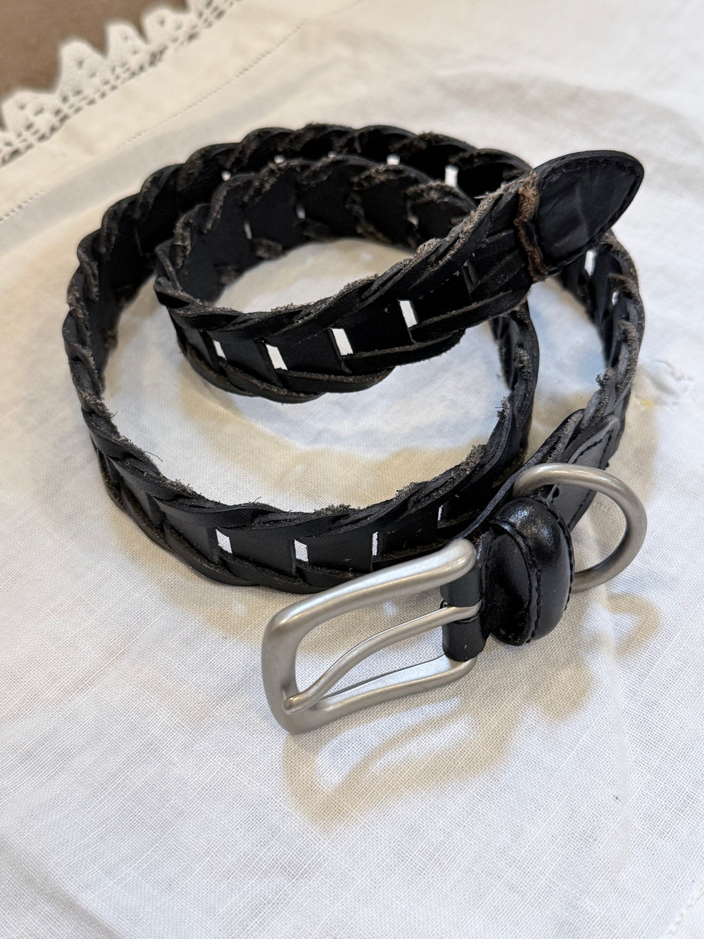 Black leather belt