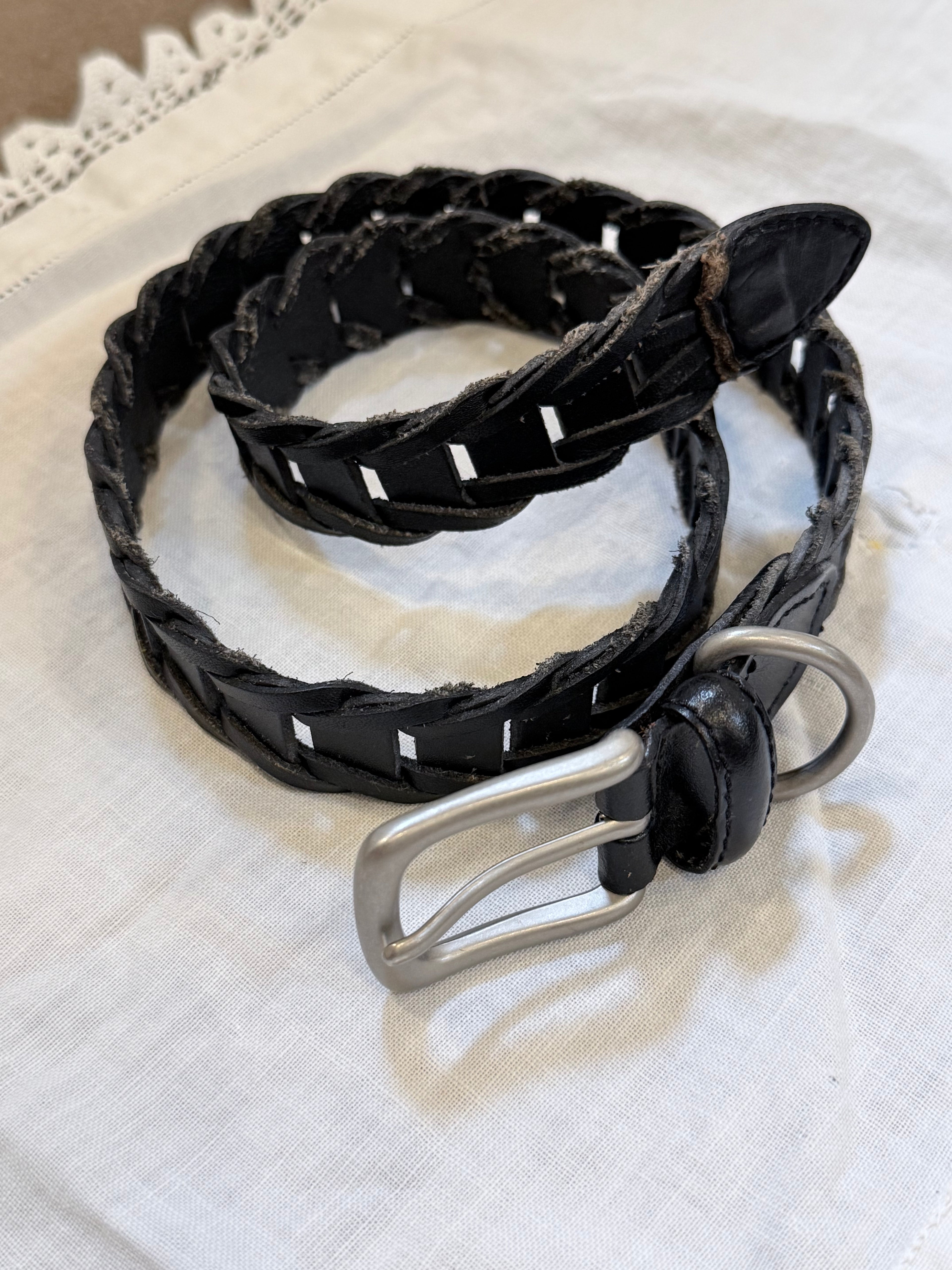 Black leather belt
