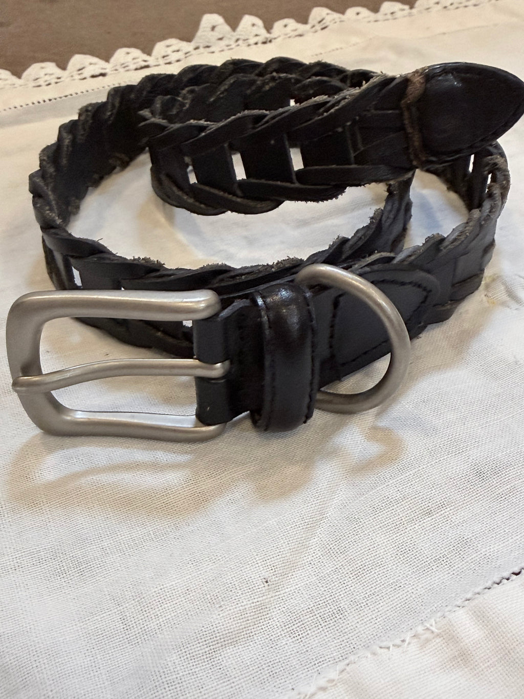 Black leather belt