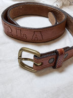 Vintage feather leather brown belt