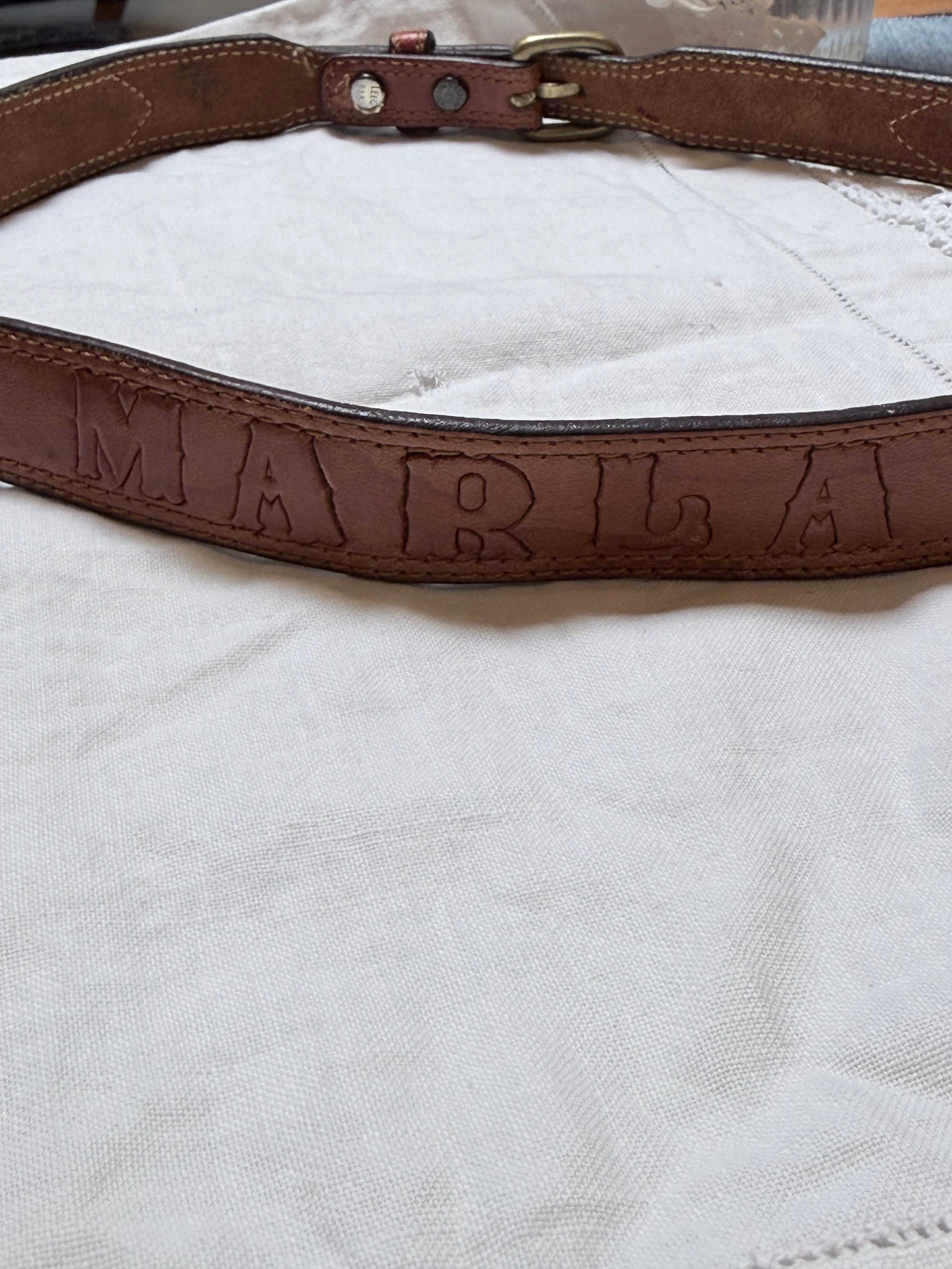 Vintage feather leather brown belt