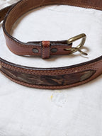 Vintage feather leather brown belt