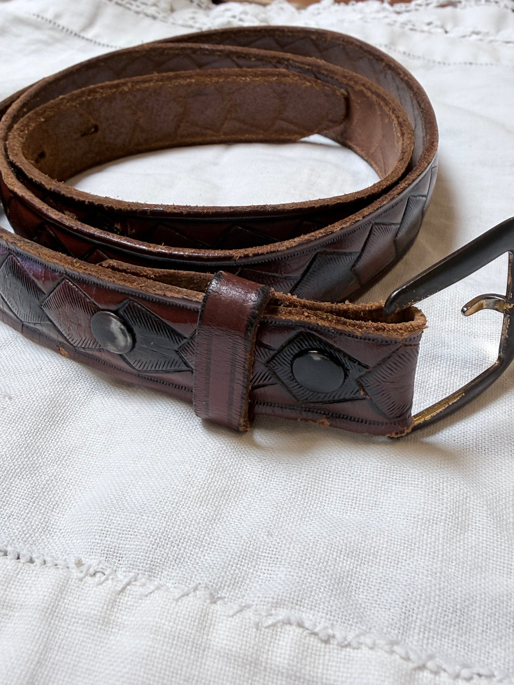 Vintage saddle leather waist belt