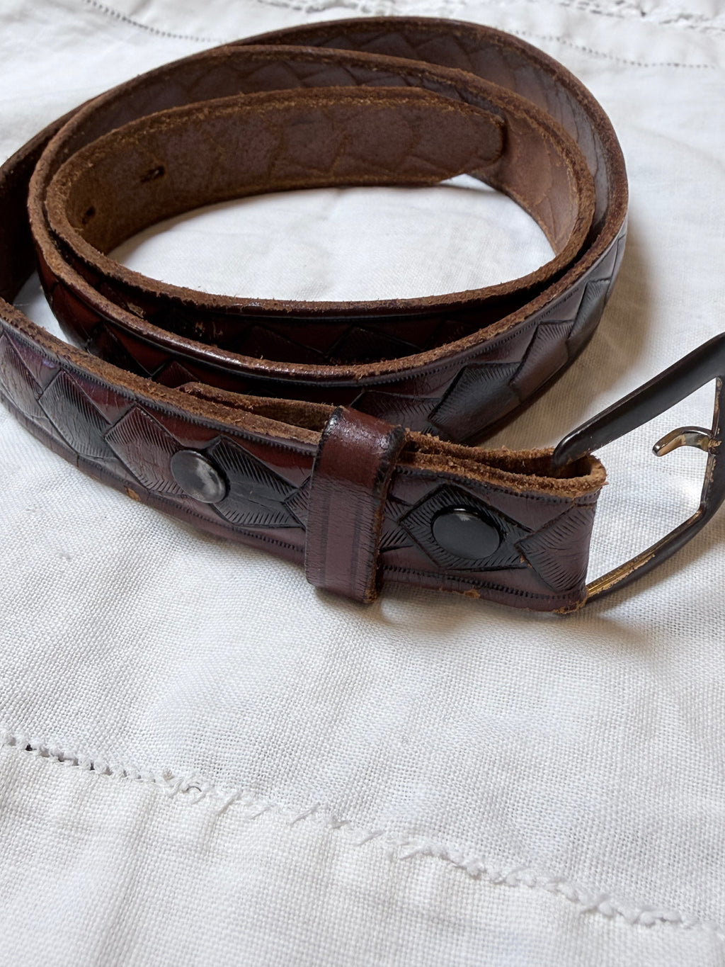 Vintage saddle leather waist belt