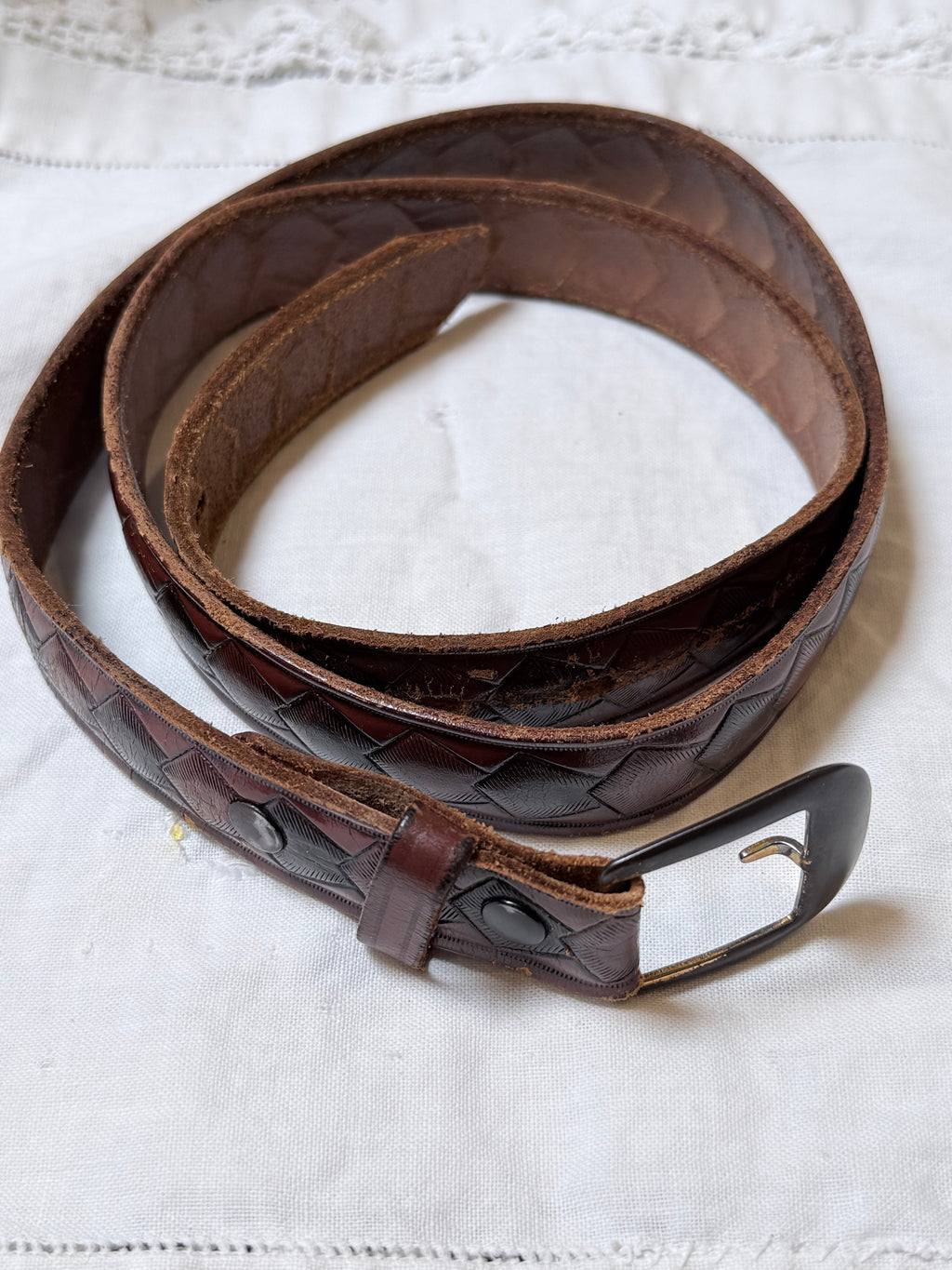 Vintage saddle leather waist belt