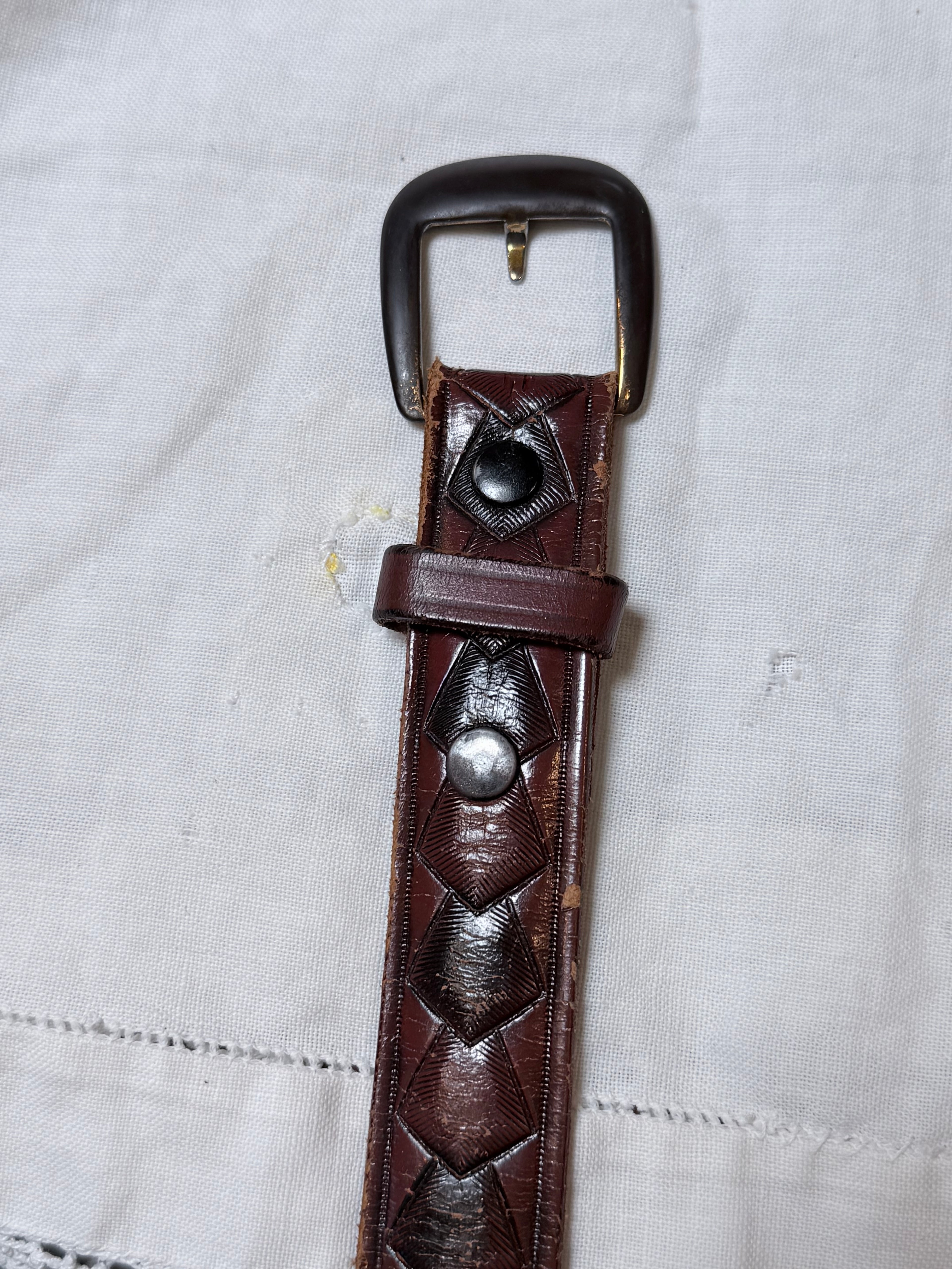 Vintage saddle leather waist belt