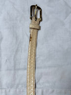 Vintage cream snakeskin skinny belt