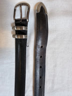 Black leather belt, silver haedware