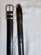 Black leather belt, silver haedware
