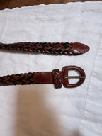 Black  and Brown braided leather belt