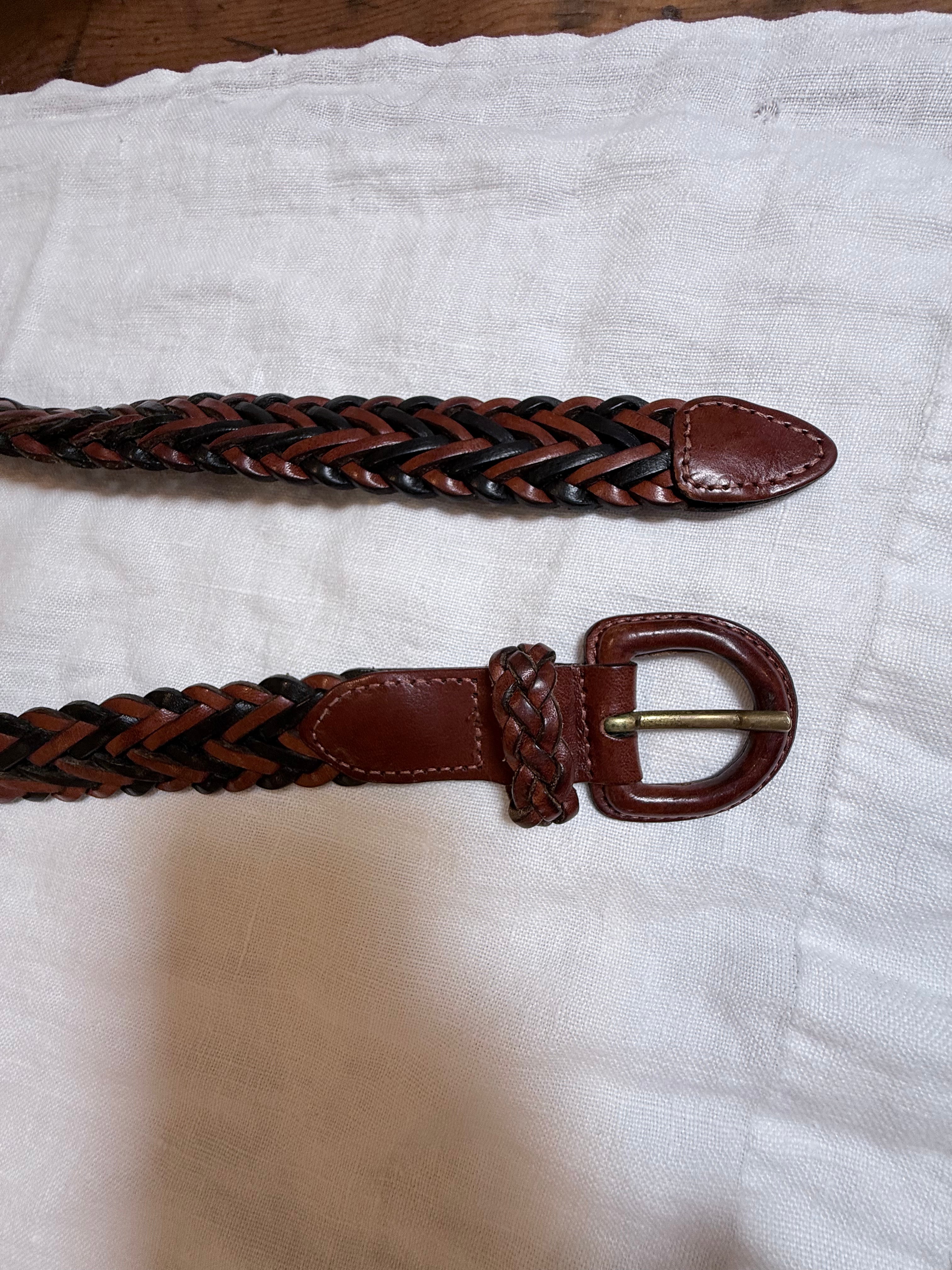 Black  and Brown braided leather belt
