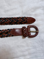 Black  and Brown braided leather belt