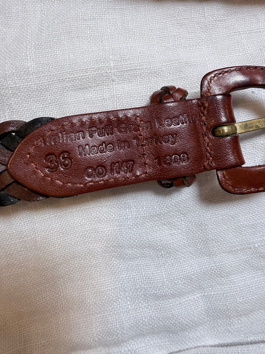 Black  and Brown braided leather belt