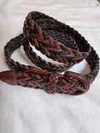 Black  and Brown braided leather belt