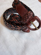 Black  and Brown braided leather belt