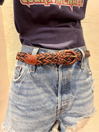 Black  and Brown braided leather belt