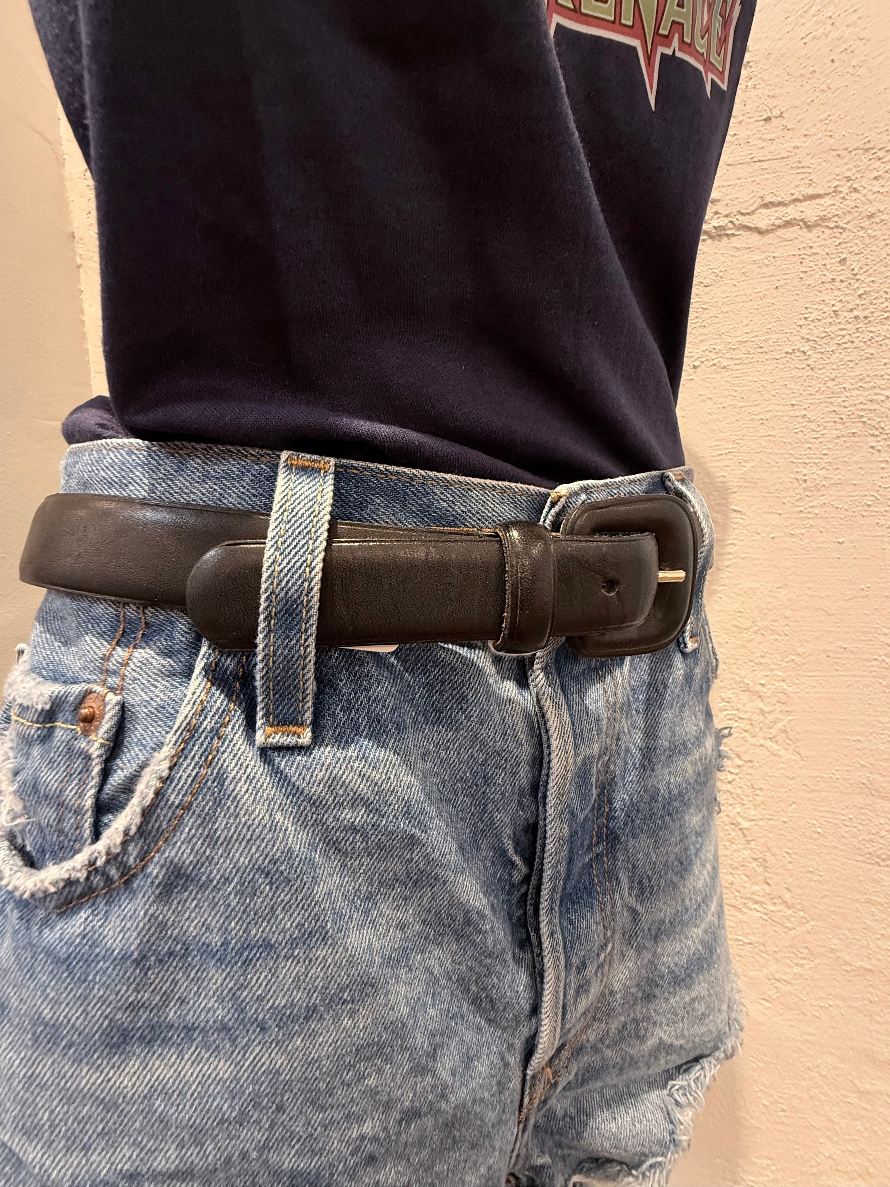 Vintage black leather belt