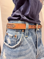 Vintage feather leather brown belt